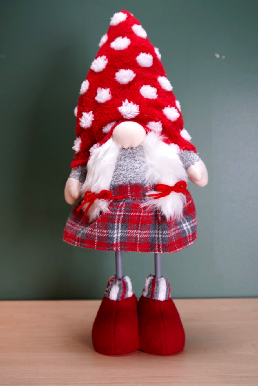 Standing Christmas Bobble Red Gnome 19”
